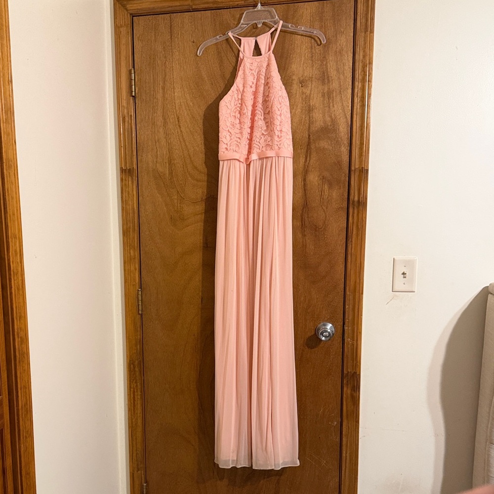 David's Bridal Peach Halter Wedding Dress